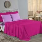 Jogo de Cama Queen Nobre 4 Peças Lençol com Elástico de 30cm de Altura Malha 100% Algodão - Pink / Lilás