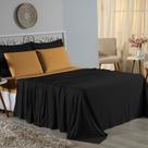 Jogo de Cama Queen Nobre 4 Peças Lençol com Elástico de 30cm de Altura Malha 100% Algodão - Preto / Cobre
