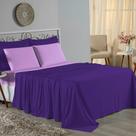 Jogo de Cama Queen Nobre 4 Peças Lençol com Elástico de 30cm de Altura Malha 100% Algodão - Roxo / Lilás
