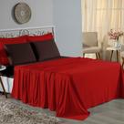 Jogo de Cama Queen Nobre 4 Peças Lençol com Elástico de 30cm de Altura Malha 100% Algodão - Vermelho / Marrom