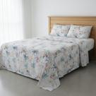 Jogo de Cama Queen Percal 200 Fios Estampado Toque Macio 04 Peças Supercal Cor:Folhas Aquarela