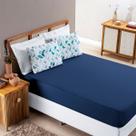 Jogo de Cama Queen Quality 100% Algodão 03 Peças Geometrico Azul