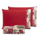 Jogo de Cama Refúgio Queen Percal Algodão Luxo 3 Peças Floral Vermelho