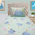 Jogo de Cama Solteiro Infantil com Elástico 2 Peças Verde Disney Princesa Cinderela