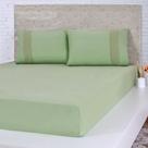 Jogo De Cama Solteiro Malha 3 Pçs Bella Cama 100% Algodão 88x188x30cm Verde