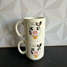 Jogo de caneca de vaquinha decorada com 2 peças 100ml de cerâmica kit xícara de café chá xícaras