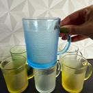 Jogo de caneca de vidro com 6 peças colorida verde amarela transparente azul 190ml para café chá