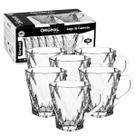 Jogo de Caneca de Vidro Diamante 180ml 6pçs Original Line Xícara Café Chá Louça Cappuccino Cozinha