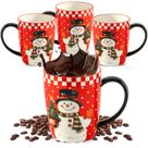 Jogo de Canecas de Café HASENSE Boneco de Neve em Cerâmica, 4 Peças, 450 ml