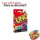 Jogo de Cartas Uno Baralho Colorido 108 Cartas Infantil Diversão Garantida para toda Família e Amigos Interação Social Icônico Desafio de Estratégia