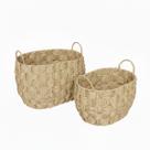 Jogo de Cestos com Alça Rústico Fibra Natural Grande Organizador Decoração Luxuoso 2 Tamanhos