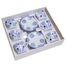 Jogo de Chá 12 Peças Dec. Azulão Porcelana Pintada a Mão