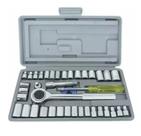 Jogo De Chave Catraca Canhão Cachimbo Com 40 Peças Soquetes Manunteção