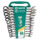 Jogo de Chave Combinada com Catraca Reversível 8 a 19mm 12 peças Sata ST08044 Jogo de Chave Combinada com Catraca Reversível 8 a 19mm 12 peças Sata ST08044