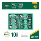 Jogo de Chave Combinada Curta Catraca 10 À 19mm 10 Peças - SATA-ST09025G