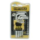 Jogo de chave torx curta com 10 pçs furo guia + suporte pro
