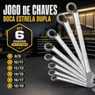Jogo de Chaves Boca Estrela Dupla Deslocada Profissional Cromado 6 Peças do 8 ao 19mm
