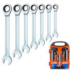 Jogo de Chaves Combinadas com Catraca 7 Peças 819 mm em Aço Cromo Com Estojo