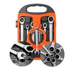 Jogo de Chaves Combinadas com Catraca Articuladas 7 Peças 8-19 mm Jogo de Chaves Combinadas com Catraca Articuladas 7 Peças 8-19 mm