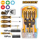 Jogo De Chaves INGCO Fenda, Philips e Bits De Precisão 24 Peças Jogo De Chaves INGCO Fenda, Philips e Bits De Precisão 24 Peças
