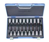 Jogo de Chaves Soquetes Tork Hexalobular de T20 à T60 Encaixe 1/2" com 18 Peças - Gedore 024797