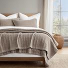Jogo de Colcha EVERGRACEHOME King em Algodão Stonewashed Trufa