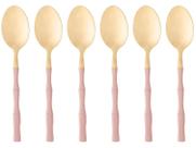 Jogo de Colher de Inox Lyor Bambu Elegant - Rose 6 Peças