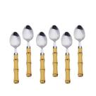 Jogo de Colheres para Sobremesa com Cabo de Plástico Bambu de Inox 18,5cm 6 Peças - Lyor