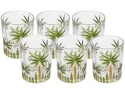 Jogo de Copo Baixo de Cristal palm Tree Handpaint 340 ml Wolff