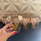 Jogo de copo de vidro borboleta 3D amarelo com 4 peças 350ml kit conjunto copos de cozinha fofo butterfly água suco