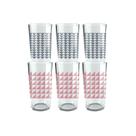 Jogo De Copo Geometric Bar Água Suco Vidro 390ml - Kit 6 Un