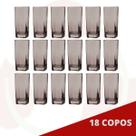 Jogo de Copo Vidro Bali 320ml Quadrado Cinza Agua - 18Un