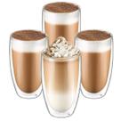 Jogo De Copo Vidro Duplo 450ml 4 Peças Café Suco Chá