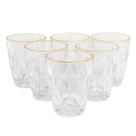 Jogo De Copos De Vidro Diamond Fio De Ouro 280ml 6 Peças