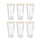 Jogo de Copos de Vidro Fio de Ouro Pisa 280ml 6 peças - Hauskraft