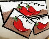 Jogo de cozinha em frufru com pimenta - 3pecas -etc e tal artesanato