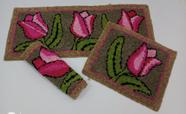 Jogo de cozinha frufru de tulipas rosas - 3 peças - etc e tal artesanato