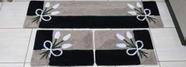 Jogo de cozinha frufru detalhe flor - preto e branco - 3 peças - etc e tal artesanato