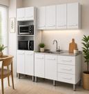 Jogo de Cozinha Modulada 180m 3 peças com Balcão de Pia 120m Sem Tampo/Cuba - Branco Móblis Jogo de Cozinha Modulada 180m 3 peças com Balcão de Pia 120m Sem Tampo/Cuba - Branco Móblis