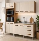 Jogo de Cozinha Modulada 180m 3 peças com Balcão de Pia 120m Sem Tampo/Cuba - Savana/Off White Móblis Jogo de Cozinha Modulada 180m 3 peças com Balcão de Pia 120m Sem Tampo/Cuba - Savana/Off White Móblis