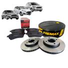 Jogo de discos + jogo de pastilhas dos freios das rodas dianteiras do ford ka e new fiesta