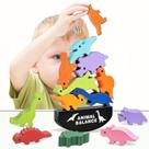 Jogo de empilhamento de blocos de construção de dinossauros de madeira Jogo de empilhamento de blocos de construção de dinossauros de madeira