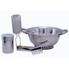 Jogo De Espaguete Inox C/ Escorredor Pegador Queijeira e Ralador