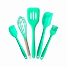 Jogo De Espátulas Silicone Verde P/ Cozinha Bolo Confeitaria 5 Pcs