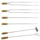 Jogo De Espeto Churrasco 49 Cm 2 Duplos 2 Simples + Suporte