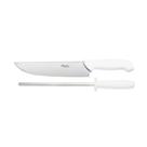 Jogo de Faca e Chaira 8" cabo PP Branco Jogo de Faca e Chaira 8" cabo PP Branco