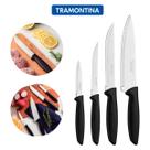 Jogo De Facas 4 PeÇas Tramontina Plenus Preto Lamina Em Inox