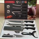 Jogo de Facas 6 Peças Com Tesoura Knife Importada Set Preto Deluxe