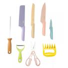 Jogo de Facas 8 Peças Colorido Kit Churrasco e Cozinha