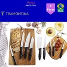 Jogo de Facas 9 Peças Tramontina Plenus Aço Inox e Cabos Pretos